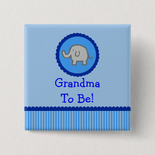 Badge Carré 5 Cm Éléphant bleu "grand-maman à être" bouton de b