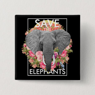 Badge Carré 5 Cm Éléphant floral