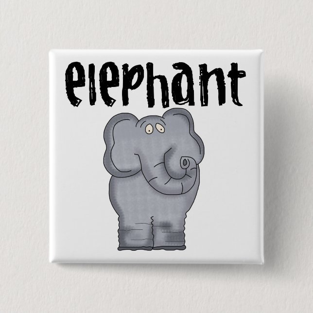 Badge Carré 5 Cm Éléphant gris (Devant)