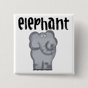 Badge Carré 5 Cm Éléphant gris