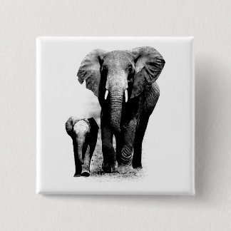 Badge Carré 5 Cm Eléphants