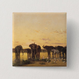 Badge Carré 5 Cm Éléphants africains