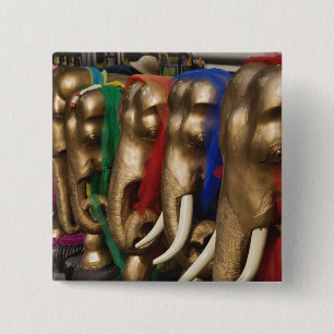 Badge Carré 5 Cm Éléphants dorés