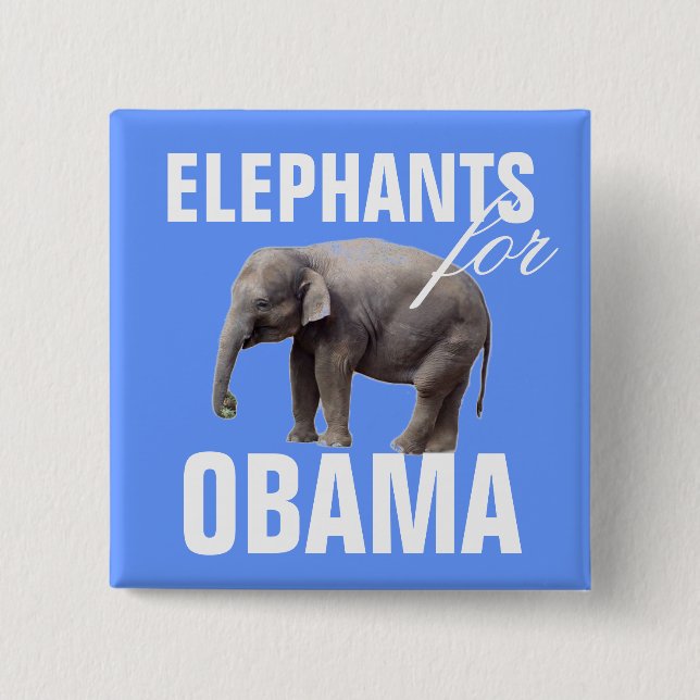 Badge Carré 5 Cm Éléphants pour Obama (Devant)