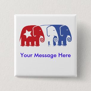 Badge Carré 5 Cm Éléphants républicains personnalisables