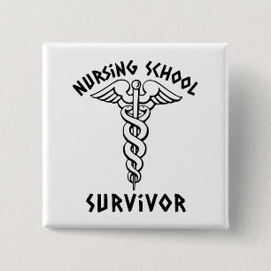 Badge Carré 5 Cm Élève-infirmière de caducée de survivant d'école