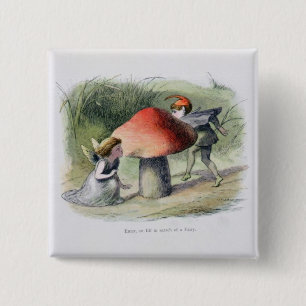 Badge Carré 5 Cm Elf à la recherche d'une fée, illustration de