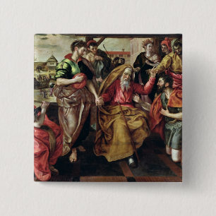 Badge Carré 5 Cm Eliezer demandant Rebecca pour épouser Isaac, 156