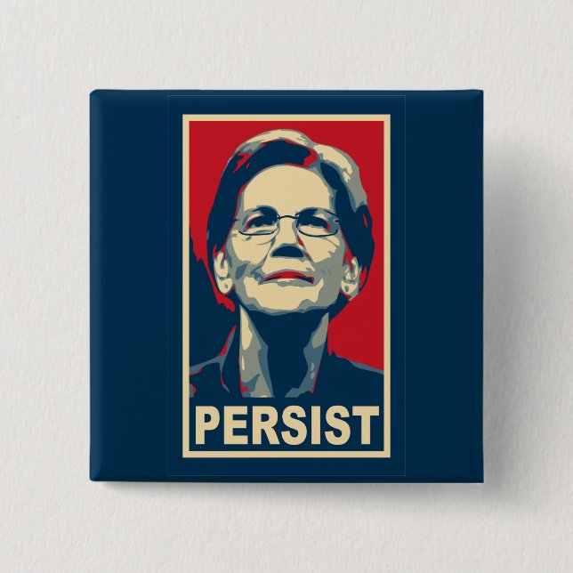 Badge Carré 5 Cm Elizabeth Warren Persist (Devant)
