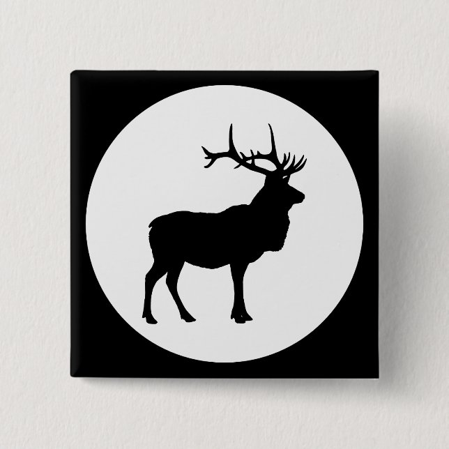 Badge Carré 5 Cm Elk Silhouette (Devant)