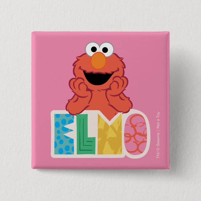 Badge Carré 5 Cm Elmo Mignon & Amusant (Devant)