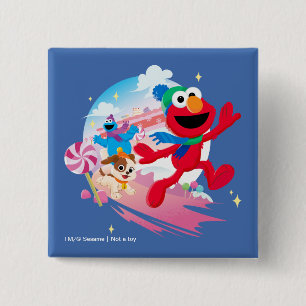 Badge Carré 5 Cm Elmo, Tango & Cookie Monster   Meilleur Noël Ever