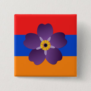 Badge Carré 5 Cm Emblème de génocide arménien et bouton centennaux