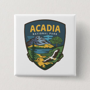 Badge Carré 5 Cm Emblème du paysage du parc national de l'Acadie