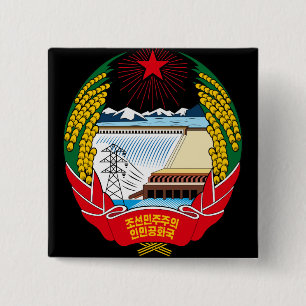 Badge Carré 5 Cm emblème nord de corée