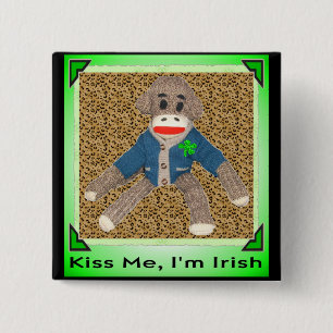 Badge Carré 5 Cm Embrassez-moi, je suis singe irlandais de