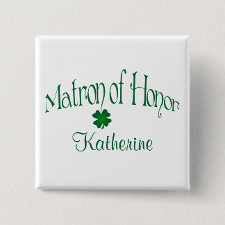 Badge Carré 5 Cm Emerald Green, Shamrock blanc Matron de la broche 