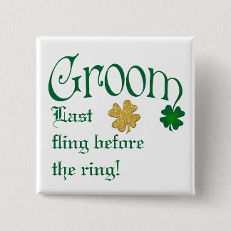 Badge Carré 5 Cm Émeraude Vert, Blanc, Shamrock or Bouton de la cha