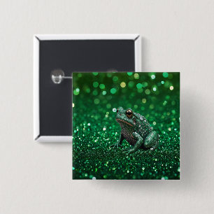 Badge Carré 5 Cm Émergence Enchantante : La Grenouille Étincelante 