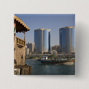 Badge Carré 5 Cm Emirats Arabes Unis, Dubaï, Dubaï Creek. Chaîne