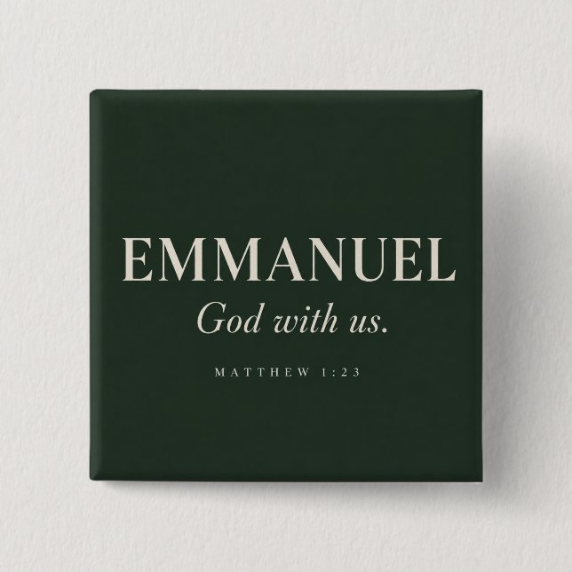Badge Carré 5 Cm EMMANUEL | Matthieu 1:23 | Noël (Devant)