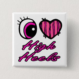 Badge Carré 5 Cm Emo Coeur des yeux J'aime talons hauts