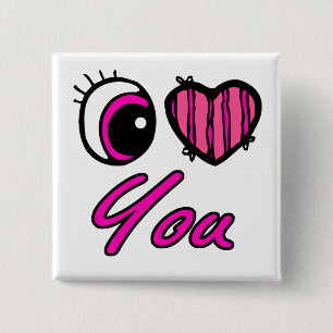 Badge Carré 5 Cm Emo Coeur des yeux Je t'aime