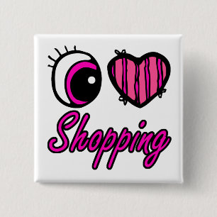 Badge Carré 5 Cm Emo Eye Heart I Love Shopping