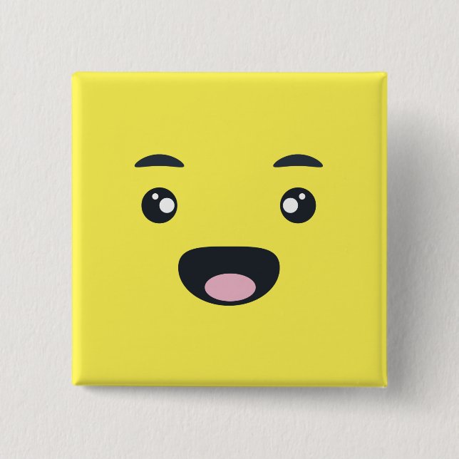 Badge Carré 5 Cm Emoji de sourire (Devant)