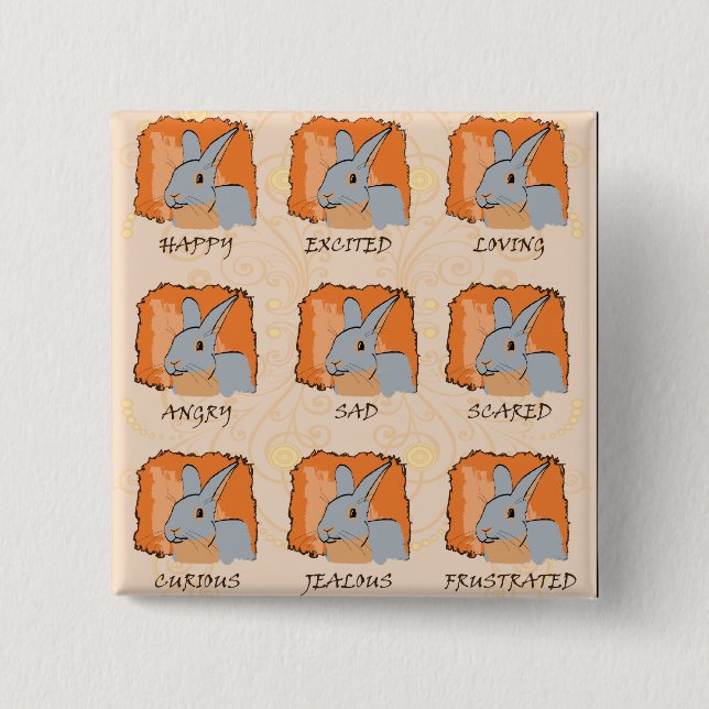BADGE CARRÉ 5 CM ÉMOTIONS - BLEU (Devant)