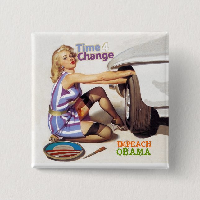Badge Carré 5 Cm Empêcher Obama (Devant)