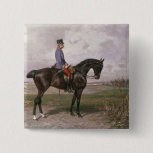 Badge Carré 5 Cm Empereur Franz Joseph I sur son cheval autrichien
