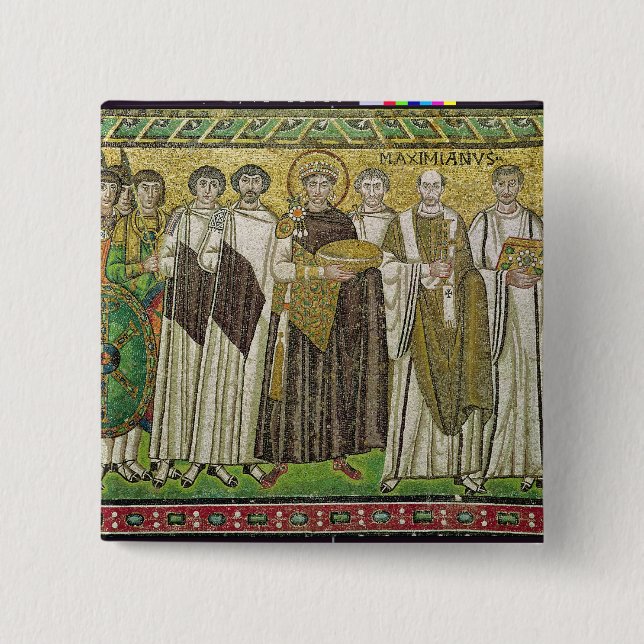 Badge Carré 5 Cm Empereur I Justinian (Devant)