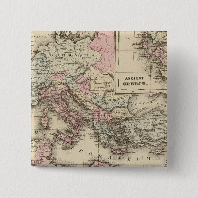 Badge Carré 5 Cm Empire romain, Grèce (Devant)