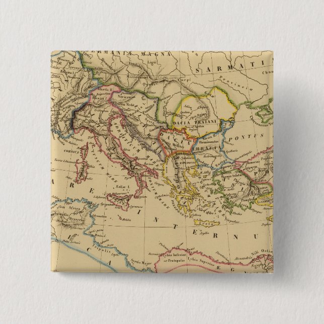 Badge Carré 5 Cm Empire romain sous Constantin et Trajan (Devant)