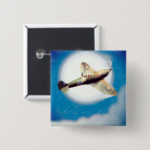 Badge Carré 5 Cm Empreinte de l'affiche de voyage de l'avion Spfire