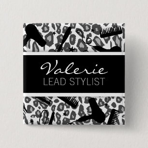 Badge Carré 5 Cm Empreinte de léopard de neige (sur mesure) Salon