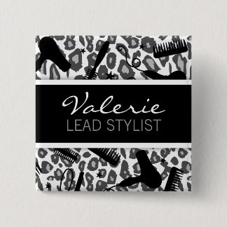 Badge Carré 5 Cm Empreinte de léopard de neige (sur mesure) Salon d