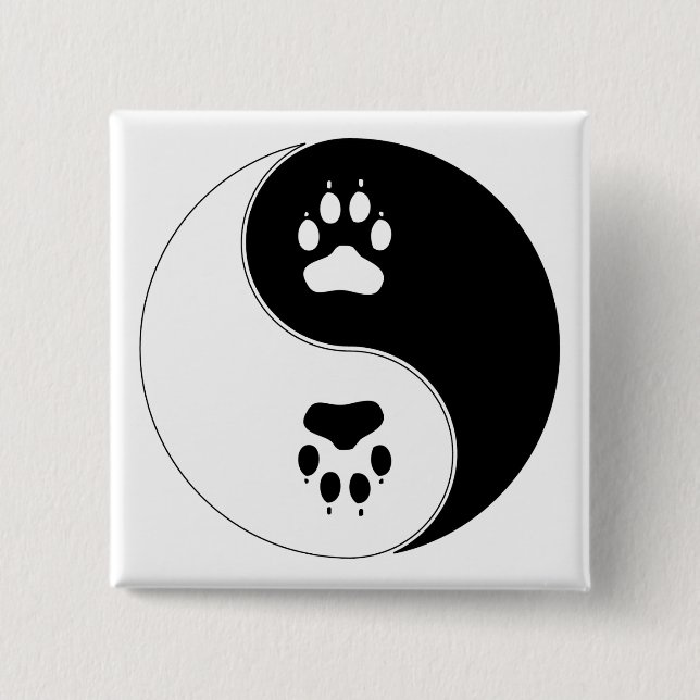 Badge Carré 5 Cm Empreinte de patte de Ying Yang (Devant)