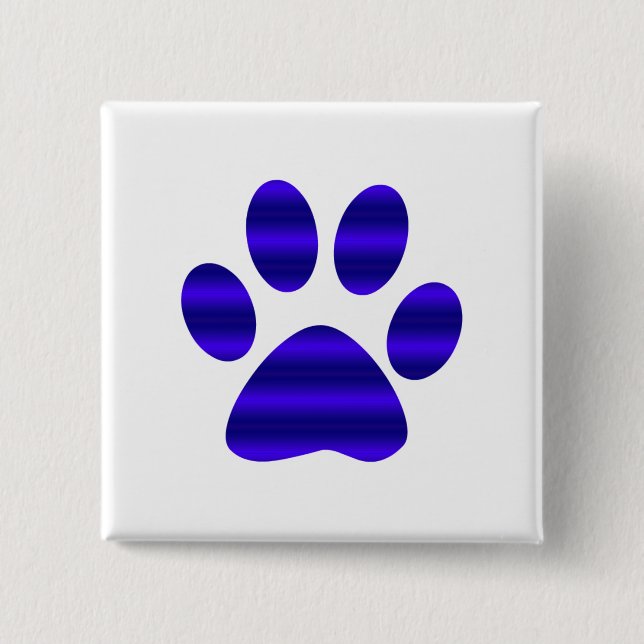 Badge Carré 5 Cm Empreinte de patte dégradé bleu (Devant)