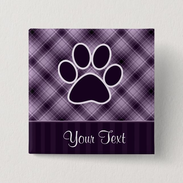 Badge Carré 5 Cm Empreinte de patte pourpre (Devant)