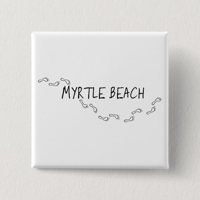 Badge Carré 5 Cm Empreintes de pas de Myrtle Beach (Devant)