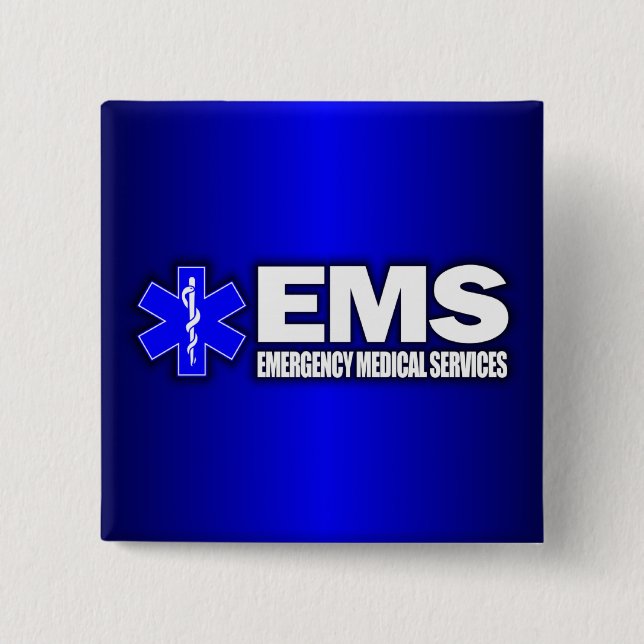 Badge Carré 5 Cm EMS - Services Médicales d'urgence (Devant)
