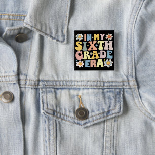 Badge Carré 5 Cm En 6e Année, Retour À L'École