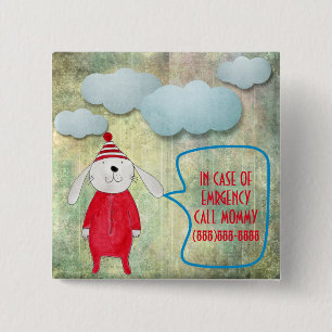 BADGE CARRÉ 5 CM EN CAS DE LAPIN DE NOMBRE DE MAMAN D'APPEL