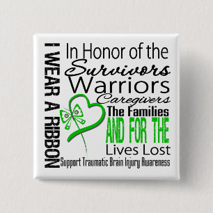 Badge Carré 5 Cm En hommage Collecte traumatisme cérébral traumatiq
