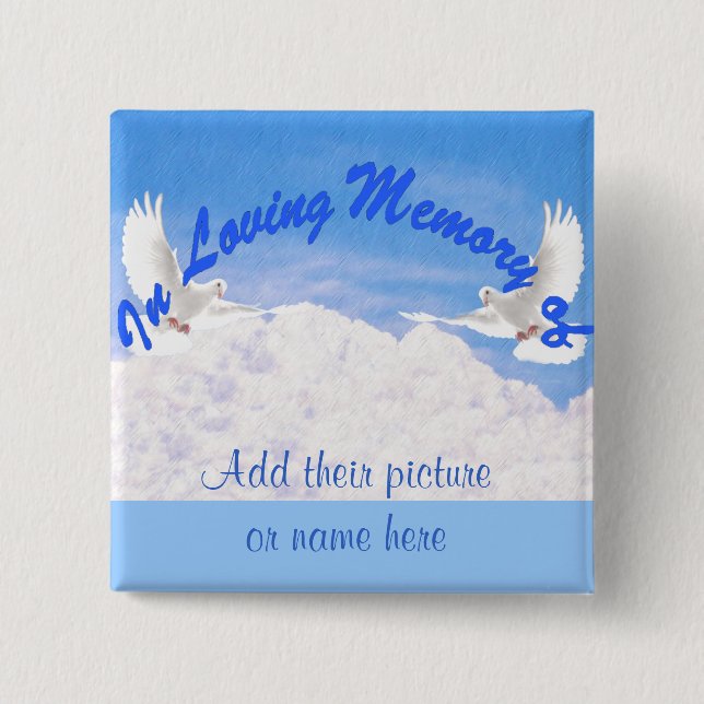 Badge Carré 5 Cm En mémoire d'amour de.._Button (Devant)