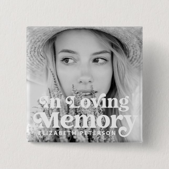 Badge Carré 5 Cm En Mémoire d'amour Simple Photo personnalisée (Devant)