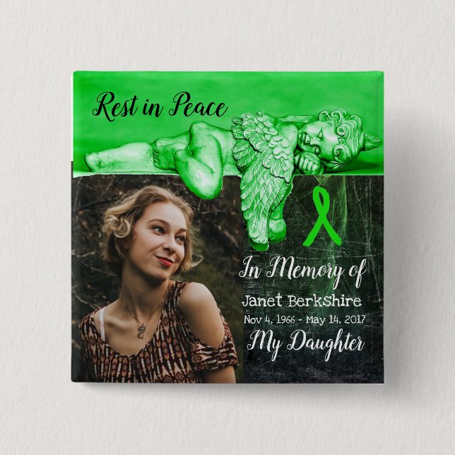Badge Carré 5 Cm En mémoire de ma fille Bouton commémoratif de Lyme (Devant)