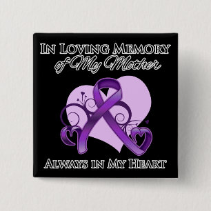 Badge Carré 5 Cm En mémoire de ma mère - Cancer du pancréas